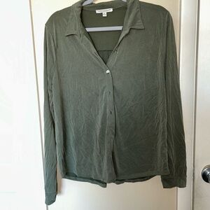 Green Envelope Sage Button-Up Top